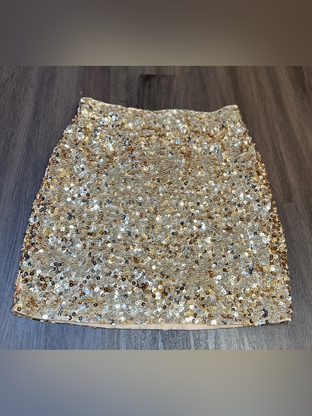 Gold Sequin Mini Skirt Festival Resort Vacation Beach Club Party Glam M - Picture 3 of 9